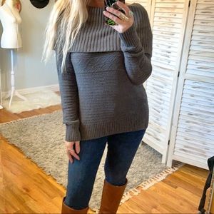 MAURICES | Foldover Grey Long Sleeve Textured Sweater